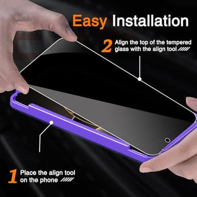 Wiaocit 3 Pack Tempered Glass Privacy Screen Protector for iPhone 16 Pro Max with 3 Pack Camera Lens Protector, 9H Hardness, Bubble Free, Case Friendly - Image 3