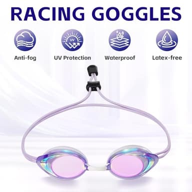 ITOWE 2 Pack Competitive Swim Goggles Adult Women, Swimming goggles Adult For Men Women Youth Bungee Strap Soft Silicone Leakproof Racing Water Goggles Panoramic Clear Vision Anti Fog UV Protection - Image 3
