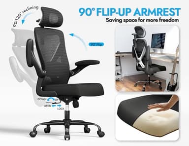 Ergalithic Ergonomic Office Chair - X-Shaped Computer Desk Chair Comfy, Gaming Chair, Office Chair with Lumbar Support, Mesh Office Chairs with Headrests, Desk Chair for Long Hours (Black Silver) - Image 8