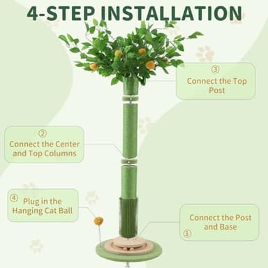 Sheripet Cat Scratching Post for Indoor Cats Adults, 45 Inch Tall Cat Scratcher with Sisal Rope, Large Cats Scratching Posts with Hanging Ball for Kittens and Medium Large Cats - Image 7