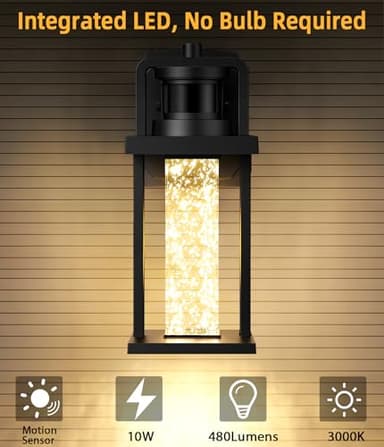 OYKYOHEI Outdoor Wall Porch Light with Outlet,3 Lighting Modes Motion Sensor Light Fixture, Waterproof 10W Integrated LED Light Fixture for House,480LM 3000K Exterior Light for Garage Patio - Image 7