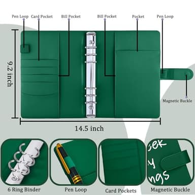 Antner 52 Week Money Saving Challenge Binder with 1-52 Week Cash Envelopes, A5 Budget Binder Savings Challenges Book with 4 Challenge Tracker to Save $5,200 and $2,600 and $10,000 and DIY, Dark Green - Image 6