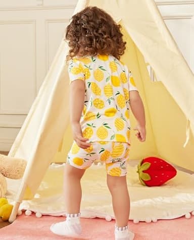 babee Reshinee Bamboo Viscose Toddler Unicorn Mermaid Girls Kids Pajamas Short Sleeve Summer Cool Snug fit Pjs 12M-8Y 2pcs - Image 4