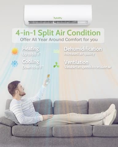 Wifi Enabled 9,000 BTU Mini Split Air Conditioner & Heater, 19 SEER2 115V Split AC Unit Ductless Inverter System with Heat Pump, Installation Kits - Cools Rooms up to 450 Sq.Ft - Image 4