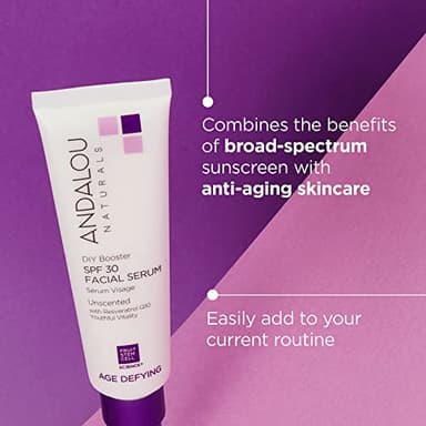 Andalou Naturals DIY Booster SPF 30 Facial Serum Unscented, Anti Aging Face Sunscreen with Broad Spectrum Protection, Moisturizing for Dry to Very Dry Skin, 2 Fl Oz - Image 2