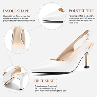Rilista Women's Slingback Kitten Heels Closed Pointed Toe Backless Wedding Party Dress Pumps Shoes - Image 5