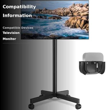 Rfiver Mobile TV Cart Rolling TV Stand for 23-60 Inch Screens, Portable TV Stand on Wheels with Tilt and Height Adjustable, Outdoor TV Mount Stand Holds up to 88 lbs for Home Office MAX VESA 400x400mm - Image 3