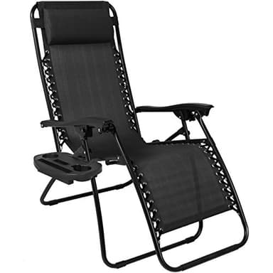 Best Choice Products Set of 2 Adjustable Steel Mesh Zero Gravity Lounge Chair Recliners w/Pillows and Cup Holder Trays - Black - Image 4
