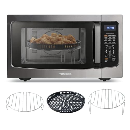 Toshiba Air Fryer Combo 4-in-1 Countertop Microwave Oven, Smart Sensor, Convection, Mute Function, Position Memory 13.6" Turntable, 1.5 Cu Ft, 1000W, Black, ML-EC42P(BS) - Image 1