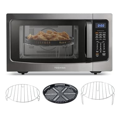 Toshiba Air Fryer Combo 4-in-1 Countertop Microwave Oven, Smart Sensor, Convection, Mute Function, Position Memory 13.6" Turntable, 1.5 Cu Ft, 1000W, Black, ML-EC42P(BS) - Image 1