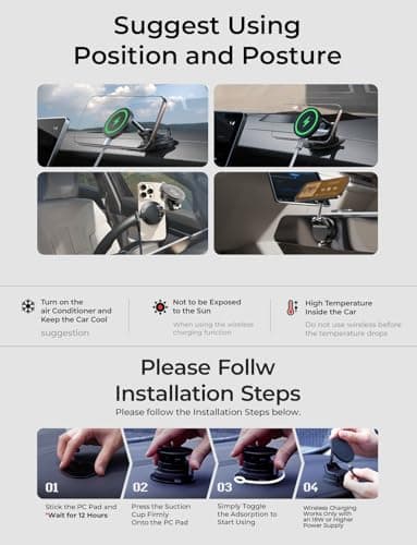 LISEN 15W Magsafe Car Mount Charger，[Lever Lock] Suction Cup Phone Holder, [More Portable＆Flexible] 360° Vacuum Magnetic Car Phone Holder Charger Wireless for iPhone 17 Pro Max Air 16 15 14 13 12 - Image 8