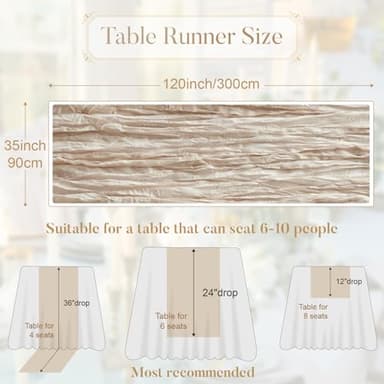 Cheesecloth Table Runner 10Ft Gauze Table Runners Boho Rustic Sheer Cheese Cloths Table Runner for Wedding Baby Bridal Shower Decorations Birthday Christmas - Image 2
