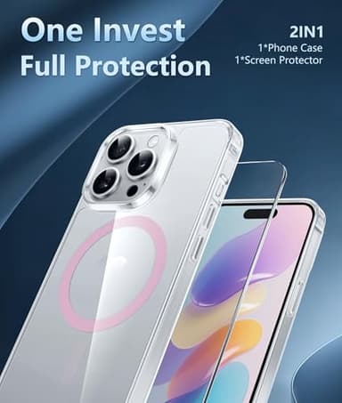 FNTCASE for iPhone 14 Pro Case: for iPhone 13 Pro Case Clear Magnetic Drop Protective Slim Cases | Transparent Shockproof Thin Anti-Yellowing Cover Rugged Hard Crystal TPU Phonecase (D-Pink) - Image 3