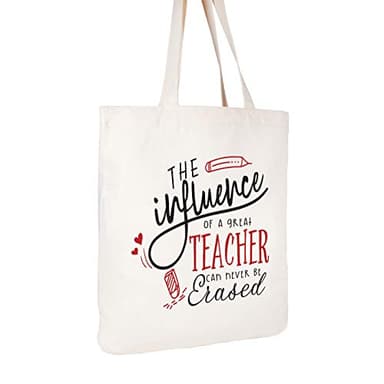 ELEGANTPARK Teacher Appreciation Gifts for Women Teacher Gifts for Retirement Valentines Day Birthday Graduation Christmas Thank You Ivory Cotton Canvas Tote Shoulder Bag with Interior Pocket - Image 4