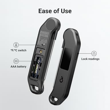 Professional Digital Meat Thermometer, 1 Sec Instant Read, ±0.5℉ Accuracy NIST&NSF Certified Food Thermometer, Auto-Rotate Bright LED Screen, 100% Waterproof Cooking Thermometer for Grill BBQ, Black - Image 9