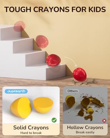 JUPITEARTH 12 Colors Egg Crayons for Toddlers 1-3, Palm-Grasp Non Toxic Jumbo Washable Crayons for Kids, Fat Brain Toys for Preschool Art Supplies and Perfect Easter Gifts for Boys and Girls - Image 6