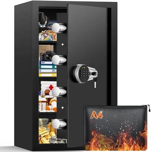 7.0 Cuft Large Fireproof Safe Box, Home Safes Water and Fireproof, Security Box with Digital Keypad, 3 Removable Shelves, Smart Alert and Sensor Light, Safes for Money Jewelry Valuables - Image 1