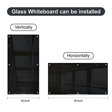 J&J worldwide Magnetic Black Glass Whiteboard 6' x 3', 70 x 35 Inches Large Frameless White Boards for Walls, Large Dry Erase Board for Office, Home, School - Image 9