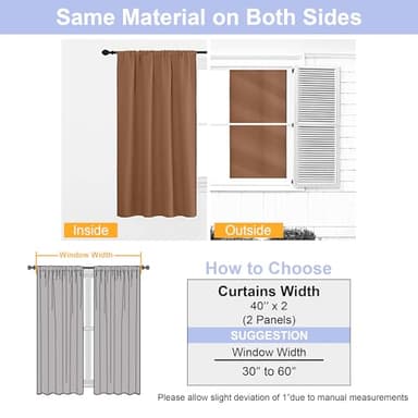 Simplebrand Ava Sun Baked Blackout Curtains for Bedroom 63 Inch Length 2 Panels, Solid Thermal Insulated Energy Saving Rod Pocket Window Treatment Curtains Blackout Drapes, W40 x L63 Inch, Sun Baked - Image 8