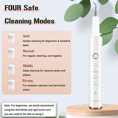 Plaque Remover for Teeth, Electric Tooth Cleaner Tartar Remover for Teeth with LED Light,4 Modes Rechargeable Teeth Cleaning Kit with Dental Tools, 2 Replaceable Heads (White A) - Image 3