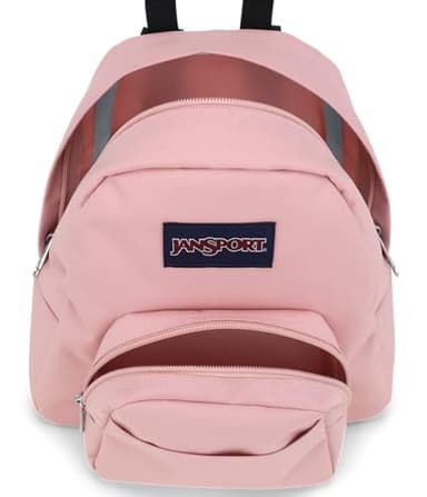 JanSport Half Pint Mini Backpack, 10.2 L - Durable Mini Bag Purse with Adjustable Shoulder Straps, Single Main Compartment, Zippered Stash Pocket, Misty Rose - Image 5