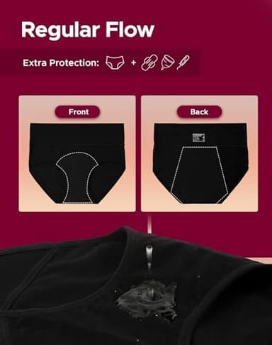 INNERSY Period Underwear for Women High Waisted Leak-Proof Postpartum Menstrual Panties 3-Pack - Image 6