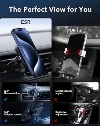 ESR for Qi2 15W MagSafe Car Mount Charger, Qi2-Certified MagSafe Car Charger, Air Vent/Dashboard Magnetic Wireless Phone Holder Mount for iPhone 17/16/15/14/13/12, Galaxy S25, Pixel 10, Fast Charging - Image 9