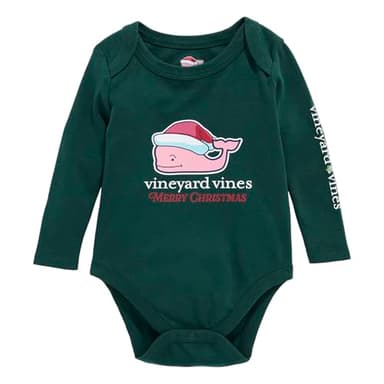 vineyard vines Baby Santa Whale Body Suit, Charleston Green, 18-24 - Image 1