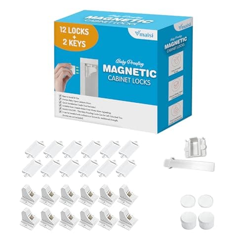 Vmaisi Adhesive Magnetic Cabinet Locks (12 Locks and 2 Keys) - Image 1