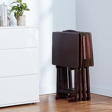 Amazon Basics Classic Foldable TV Dinner Tray Table with Storage Rack, 14.6 L x 19 W x 26 H inch, Espresso, 4-Pack - Image 7