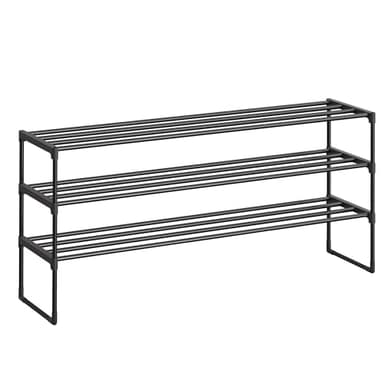 SONGMICS Shoe Rack, 3-Tier Shoe Organizer, Metal Storage Shelf, Upright or Upside Down, for 20-24 Pairs, Stackable, for Entryway, 11.8 x 46.1 x 21.7 Inches, Black ULSA033B01 - Image 1