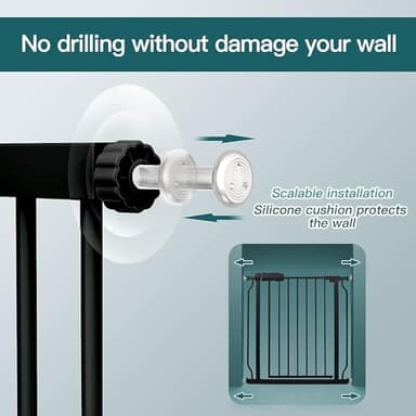 COSEND Extra Wide Baby Dog Gates for Doorways Tension Indoor Safety Gates Black Metal Large Pressure Mounted Pet Gate Walk Through Dog Gate for The House Stairs (Black, 76.38"-86.3"/194-219CM) - Image 5