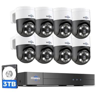 【Human Tracking+300°Pan 90°Tilt】 Hiseeu 4K PoE Security Camera System,Wired NVR Security Camera System w/8 * 5MP PoE PTZ Camera Outdoor&Indoor,2-Way Audio,Color Night Vision,7/24 Record - Image 1
