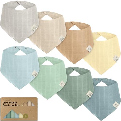 8-Pack Muslin Baby Bibs for Boys, Girls - Muslin Bandana Drool Bibs for Baby Girl & Boy, Drooling Newborn, Teething Toddler, Infant 0-36 Months, 100% Cotton Extra Absorbent & Soft (Mirage) - Image 1