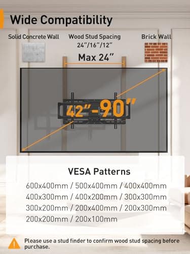 Perlegear UL-Listed Full Motion TV Wall Mount for 42–90 Inch TVs up to 150 lbs, Pre-Assembled TV Mount with Tool-Free Tilt, Swivel, Extension, Max VESA 600 x 400mm, 12″/16″/18″/24″ Wood Studs, PGLF16 - Image 2