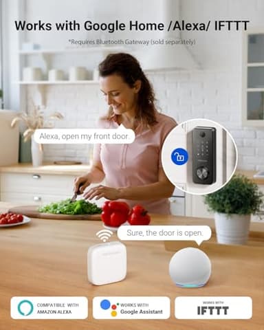 Proscenic L60 Smart Lock [Zinc Alloy IPX5 Weatherproof] Fingerprint Keyless Entry Door Locks for Front Door, Electronic Digital Deadbolt with App Control, Keypad Code, 2 Keys & Fobs, 1-Year Battery - Image 7