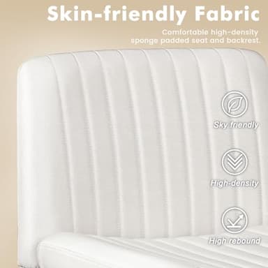 LEMBERI Criss Corss Chair with Wheels, Armless Wide Cross Legged Office Desk Chairs, Fabric Rocking Swivel Computer Task Vanity Makeup Chair for Home Office - Image 3