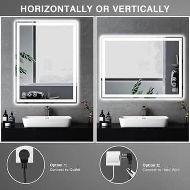 LED Bathroom Mirror 24"x 32" with Stepless Dimmable Wall Mirrors with Anti-Fog, Dimmable CRI>90, Vanity Mirror with 3 Color Modes, Shatter-Proof, Memory Bathroom Mirror with LED Lights - Image 8