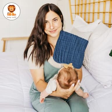 Muslin Burp Cloths for Baby 100% Cotton Burping Cloths for Unisex, Boy, Girl - Large 20'' by 10'' Newborn Essentials Ultra Soft Absorbent Milk Spit Up Rags - 12 Pack - White+Deep Navy Series - Image 7