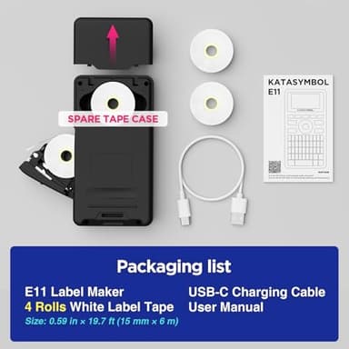SUPVAN E11 Bluetooth Label Maker Machine with 4 Tapes, Support Keyboard & App with 40 Fonts and 450+ Icons, Rechargeable Inkless Labeler for Home, Kitchen, Office, School Organization, Black - Image 9
