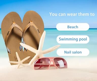 KuaiLu Womens Arch Support Flip Flops Comfortable Yoga Mat Slip on Leather Walking Thong Cushion Sandals Summer Beach Orthotic Slides Travel Essentials Indoor Outdoor Slippers Shoes Khaki Size 9.5 - Image 8