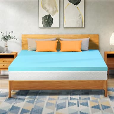 VALUXE Full Mattress Topper 4 Inch Cooling Gel Memory Foam, CertiPUR-US Certified Topper & Pad for Back Pain Relief, Soft Breathable Bedding with Pressure Relief (Blue) - Image 7