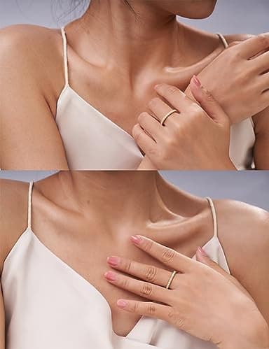 IMOLOVE Moissanite Wedding Band Wedding Rings for Women 925 Sterling Silver Rings with 18K White Gold Plated Eternity Stackable Engagement Ring Anniversary Band Size 8-Y - Image 6