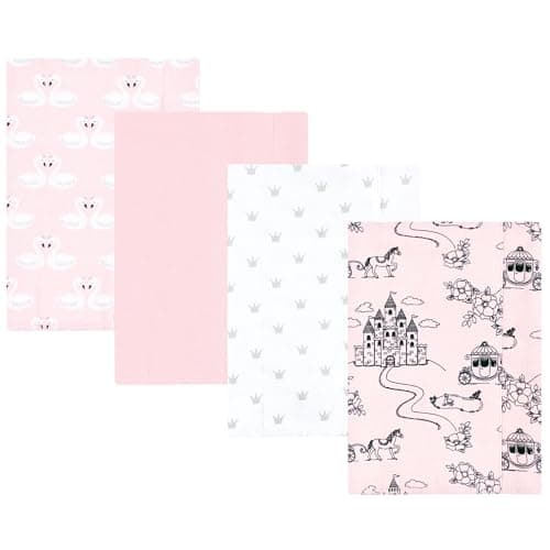 Hudson Baby Unisex Baby Cotton Flannel Burp Cloths, Fairytale Princess, One Size - Image 1