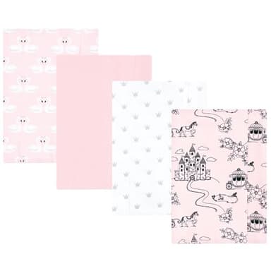 Hudson Baby Unisex Baby Cotton Flannel Burp Cloths, Fairytale Princess, One Size - Image 1
