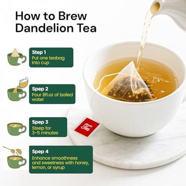 Dandelion Leaf and Root Tea Bag, Natural Dandelion Roasted Herbal Detox Teabag for Liver & Kidney Health, Support Digestion Dandelion Root Tea, Caffeine Free, No Additives（50 Teabags) - Image 6