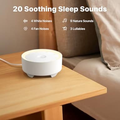 Kipcush Sound Machine & Night Light for Adults/Baby/Kid. White Noise Machine with Max 8H Timer & 20 Soothing Sleep Sounds. Small Size & Portable Design for Bedroom, Office, Travel. Favorites Buttons - Image 3