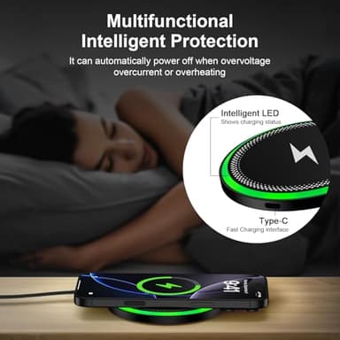 Samsung Wireless Charger Fast Charging Pad for Galaxy S25 Ultra/S24 Plus/S24 FE/S24Ultra/S23+/S22/S21/S20,15W Wireless Phone Charger Android Charging Station Mat for Google Pixel 9 Pro 8A with Adapter - Image 6