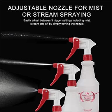 Uineko Plastic Spray Bottle (4 Pack, 32 Oz, All-Purpose) Heavy Duty Spraying Bottles Leak Proof Mist Empty Water Bottle for Cleaning Solution Planting Pet with Adjustable Nozzle and Measurements - Image 3