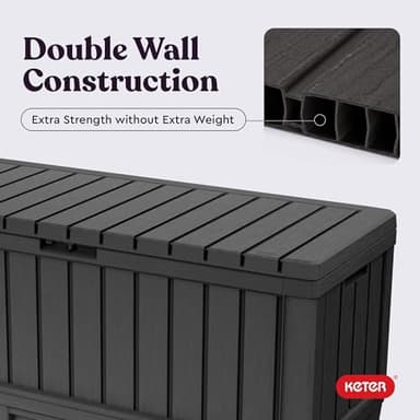 Keter Kentwood 92 Gallon Resin Deck Box-Organization and Storage for Patio Furniture Outdoor Cushions, Throw Pillows, Garden Tools and Pool Floats, Dark Grey - Image 6